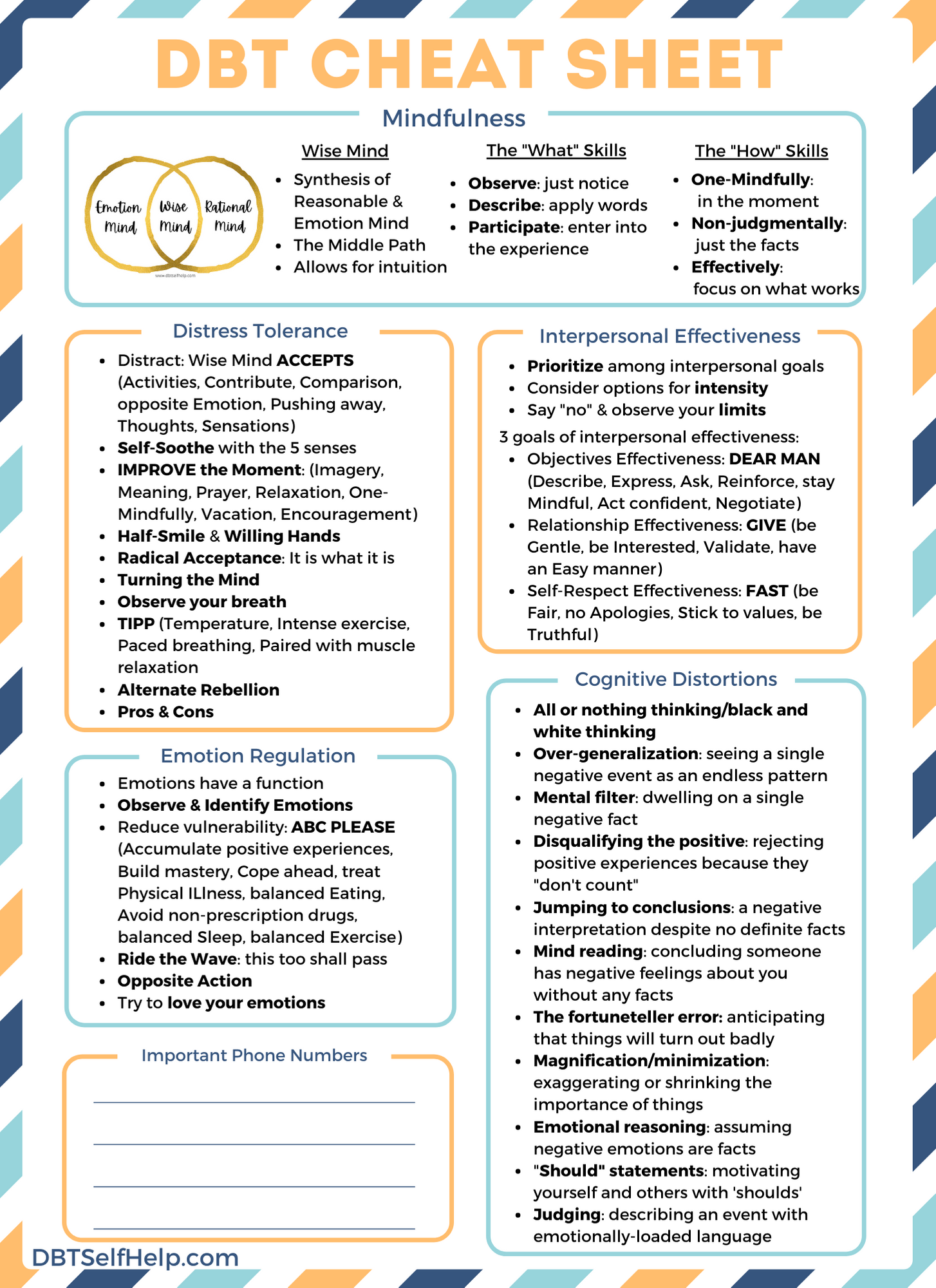 Printable Dbt Skills Cheat Sheet Printable Templates